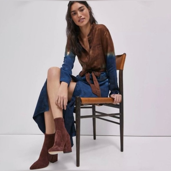 Anthropologie Dresses & Skirts - Cloth Stone Ombre Blue Brown Perla Tie-Dye Belted Kimono Maxi Dress
